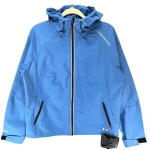 Under Armour Storm Jacket Womens M Blue Zip Hooded Loose Cold Gear Outdoor NEW